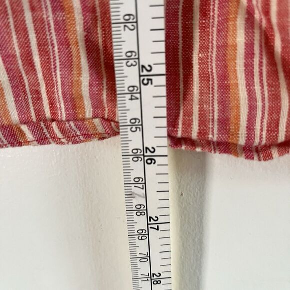 Coldwater Creek Linen Shirt Womens PM Pink Roll-Tab Boho Relaxed Casual Coastal - Picture 6 of 9